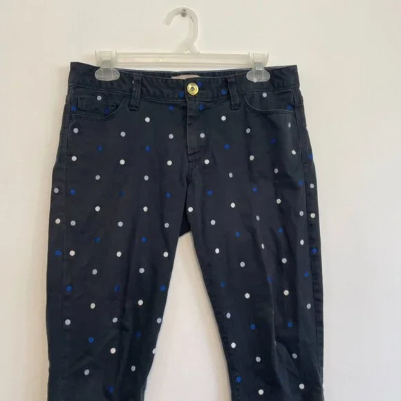 BANANA REPUBLIC Blue Hayley Dot Skinny Ankle Pants Navy Embroidered Polka Dot 27 - Picture 5 of 13